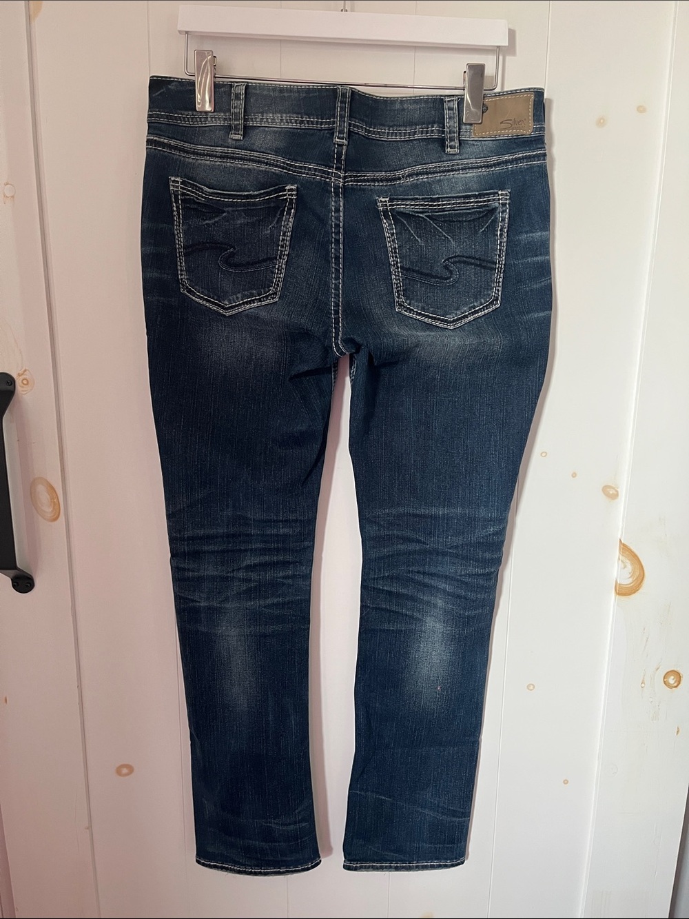 Silver Jeans Dark Blue Skinny Jeans with Faded Detail